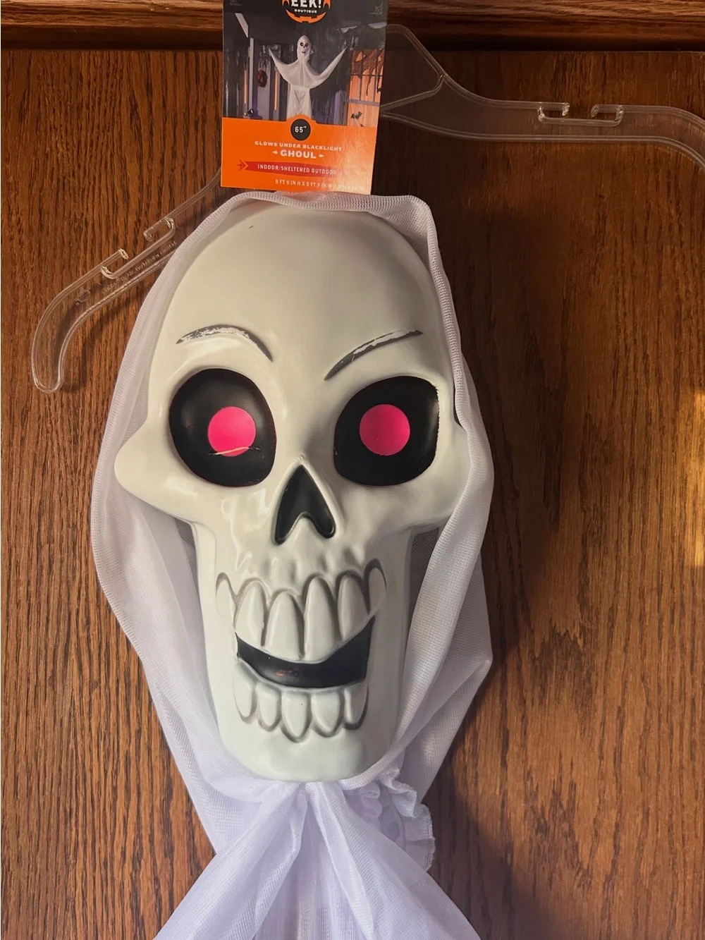 White Ghost Halloween Decoration with Skull Mask